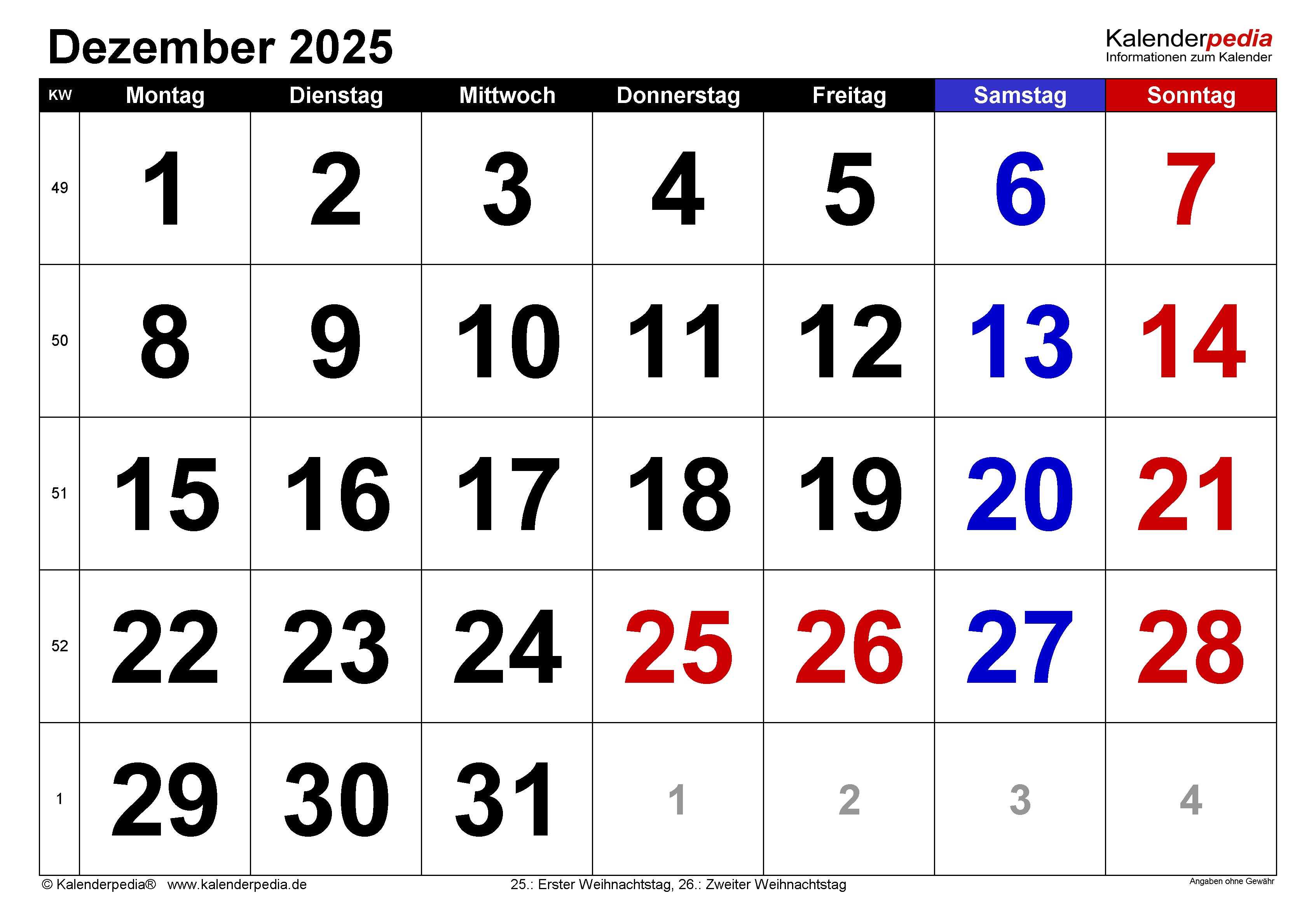 Der Dezember 2025 Kalender: Ein Blick In Die Zukunft - Kalender